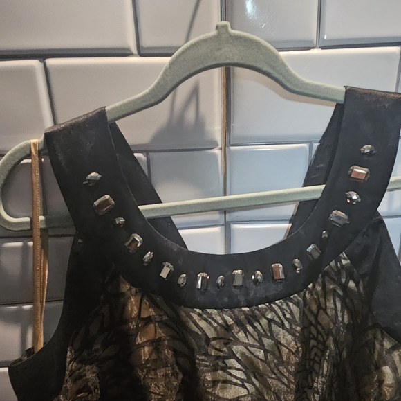 LANE BRYANT Plus Size 22w Shift Dress Black Gold Floral Sleeveless Sparkles - Picture 4 of 5